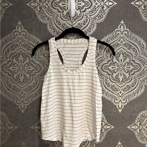 Lululemon Athletica White and Black Striped Tank Top